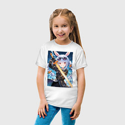 Футболка хлопковая детская Крольчиха Пекора с мечем, цвет: белый — фото 2