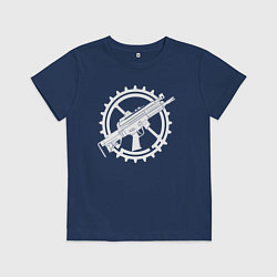 Футболка хлопковая детская Шестерёнка и автомат, цвет: тёмно-синий