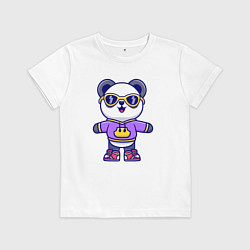 Футболка хлопковая детская Стиль панды, цвет: белый