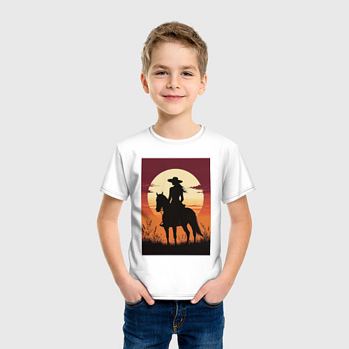 Детская футболка Всадница в стиле дикого запада / Белый – фото 3