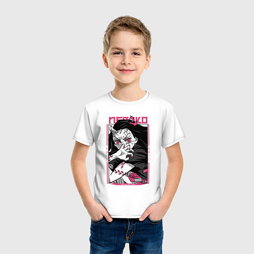 Детская футболка Клинок, рассекающий демонов, Незуко / Белый – фото 3