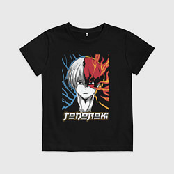 Футболка хлопковая детская Шото Тодороки Моя геройская академия, цвет: черный
