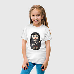 Футболка хлопковая детская Матрешка Gothic, цвет: белый — фото 2
