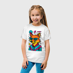 Футболка хлопковая детская Лиса поп арт, цвет: белый — фото 2