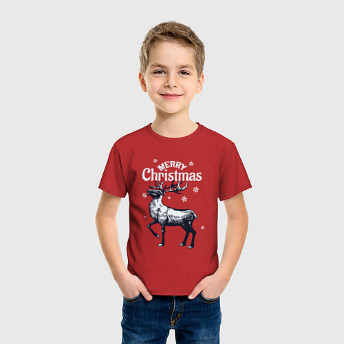 Детская футболка Merry christmas deer / Красный – фото 3