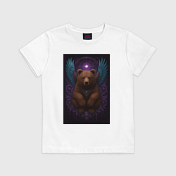 Футболка хлопковая детская Духовный медведь, цвет: белый
