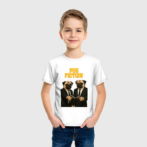 Детская футболка Криминальное чтиво с мопсами / Белый – фото 3