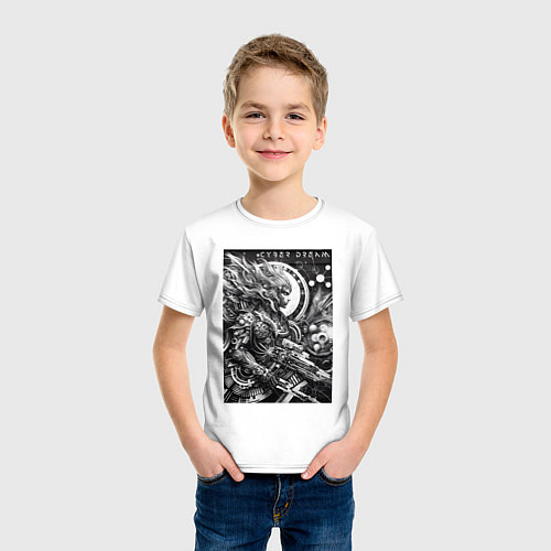 Детская футболка Cyber dream - ai art fantasy / Белый – фото 3