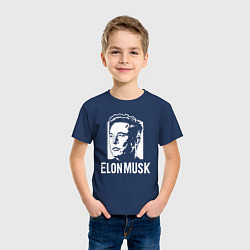 Футболка хлопковая детская Илон Маск в стиле стрит-арт, цвет: тёмно-синий — фото 2