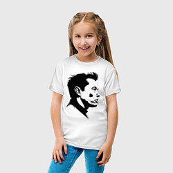 Футболка хлопковая детская Илон Маск в профиль, цвет: белый — фото 2