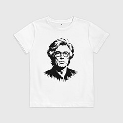 Футболка хлопковая детская Энди Уорхол черный портрет, цвет: белый