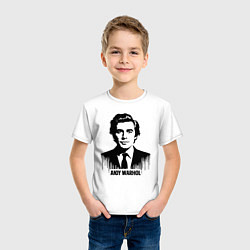 Футболка хлопковая детская Портрет Энди Уорхола в каплях краски, цвет: белый — фото 2