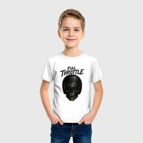 Детская футболка Full throttle Череп мотоциклиста / Белый – фото 3