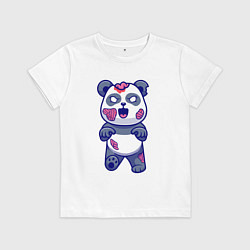Футболка хлопковая детская Зомби панда, цвет: белый