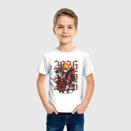 Детская футболка Дед Мороз на красном коне 2026 / Белый – фото 3