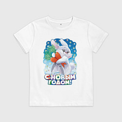 Футболка хлопковая детская С Новым годом, цвет: белый