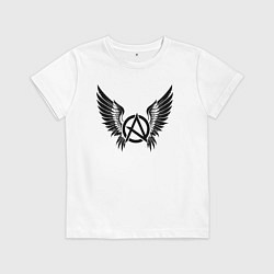 Футболка хлопковая детская Крылатая буква а, цвет: белый