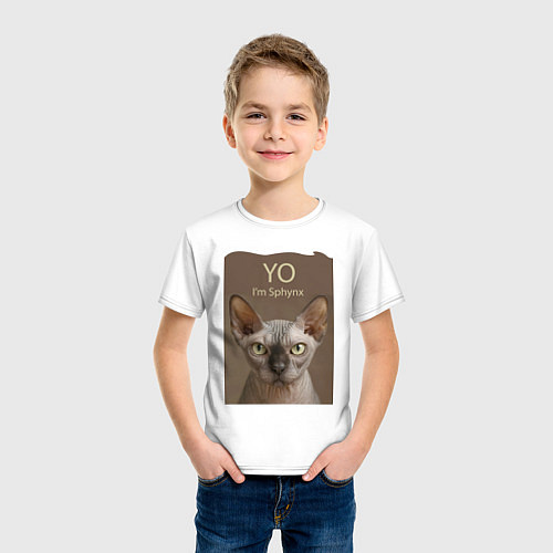 Детская футболка Yo - Im Sphynx / Белый – фото 3