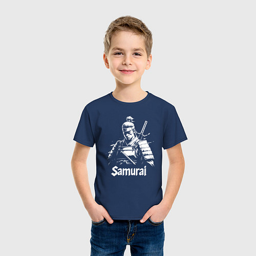 Детская футболка Белый самурай / Тёмно-синий – фото 3