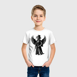 Футболка хлопковая детская Крылатый чумной доктор, цвет: белый — фото 2