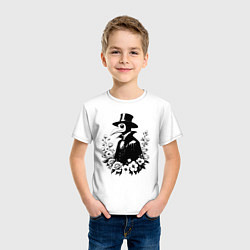 Футболка хлопковая детская Чумной доктор в цветочном венце, цвет: белый — фото 2