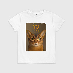 Футболка хлопковая детская Im an Abyssinian, цвет: белый