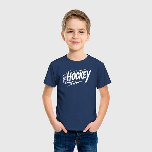 Детская футболка Хоккей с шайбой / Тёмно-синий – фото 3