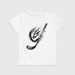 Футболка хлопковая детская Динамичная клюшка, цвет: белый