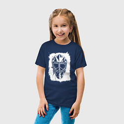 Футболка хлопковая детская Вратарская маска в белом квадрате, цвет: тёмно-синий — фото 2