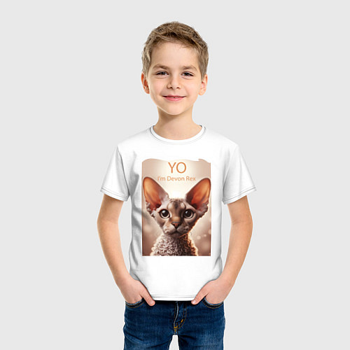 Детская футболка Yo - Im Devon Rex / Белый – фото 3