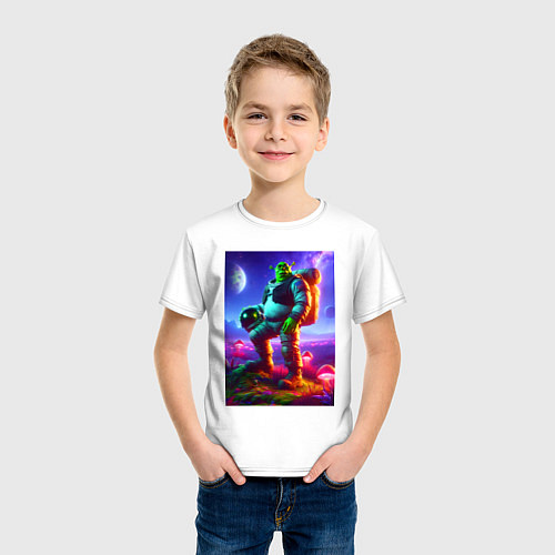 Детская футболка Космонавт Шрек на похожей планете / Белый – фото 3