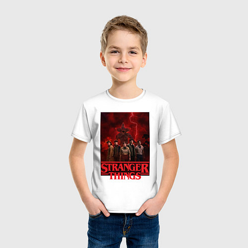 Детская футболка Пятеро и демогоргон Загадочные события финал / Белый – фото 3