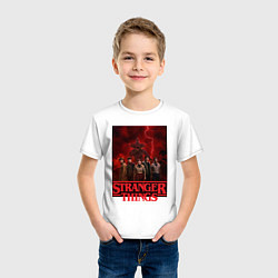 Футболка хлопковая детская Пятеро и демогоргон Загадочные события финал, цвет: белый — фото 2