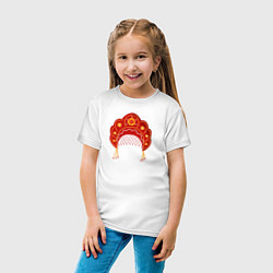 Футболка хлопковая детская Старинный русский головной убор кокошник, цвет: белый — фото 2