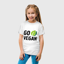 Футболка хлопковая детская Go vegan, цвет: белый — фото 2