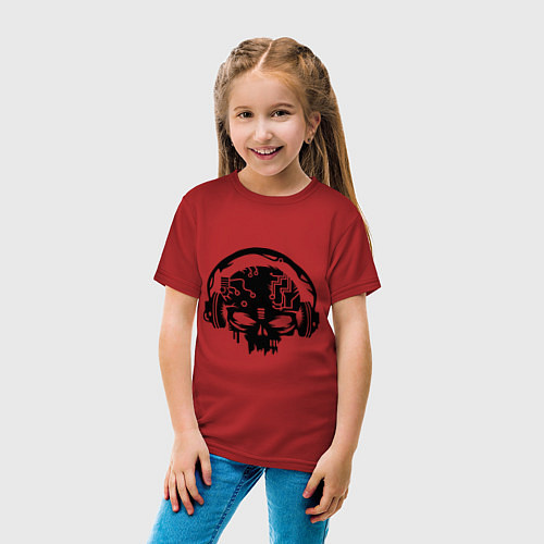 Детская футболка Электро череп / Красный – фото 4