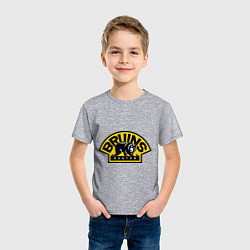 Футболка хлопковая детская HC Boston Bruins Label, цвет: меланж — фото 2