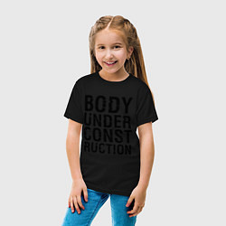 Футболка хлопковая детская Body under construction, цвет: черный — фото 2