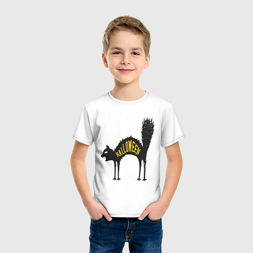 Детская футболка Черный кот / Белый – фото 3
