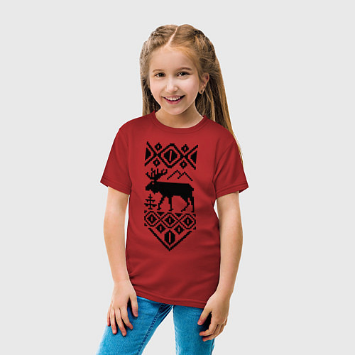 Детская футболка Узор с оленем / Красный – фото 4
