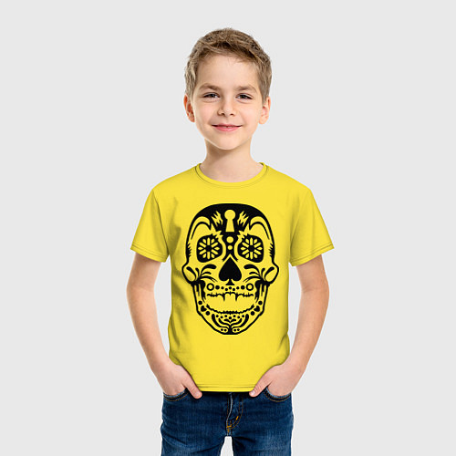 Детская футболка Узорчатый череп / Желтый – фото 3