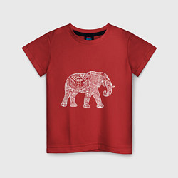 Футболка хлопковая детская Расписной слон цвета красный — фото 1