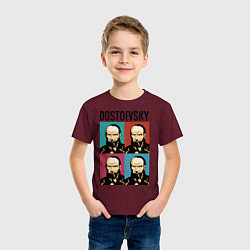 Футболка хлопковая детская Dostoevsky, цвет: меланж-бордовый — фото 2