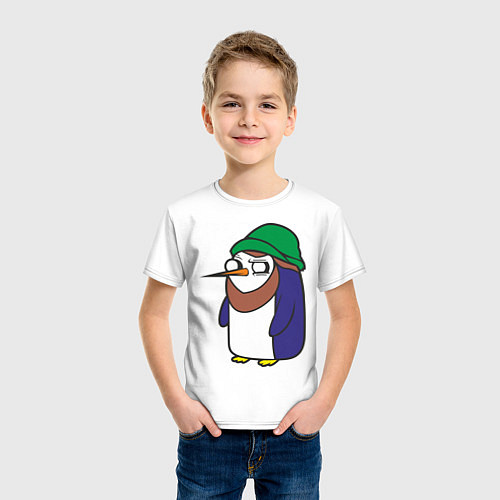 Детская футболка Пингвин в шапке / Белый – фото 3