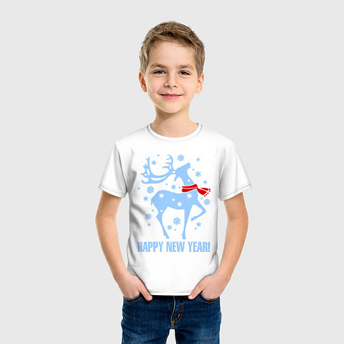 Детская футболка Олень с шарфом / Белый – фото 3