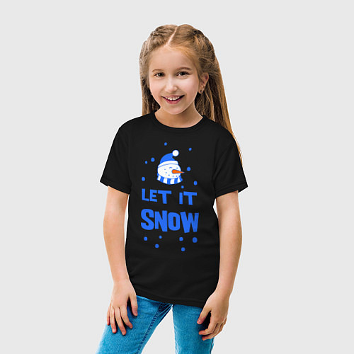 Детская футболка Снеговик Let it snow / Черный – фото 4