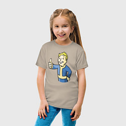 Футболка хлопковая детская Fallout vault boy, цвет: миндальный — фото 2
