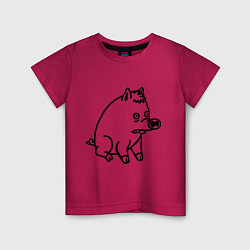 Футболка хлопковая детская Pig, цвет: маджента