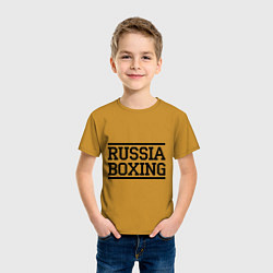 Футболка хлопковая детская Russia boxing, цвет: горчичный — фото 2