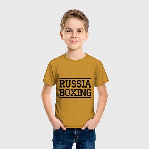 Детская футболка Russia boxing / Горчичный – фото 3